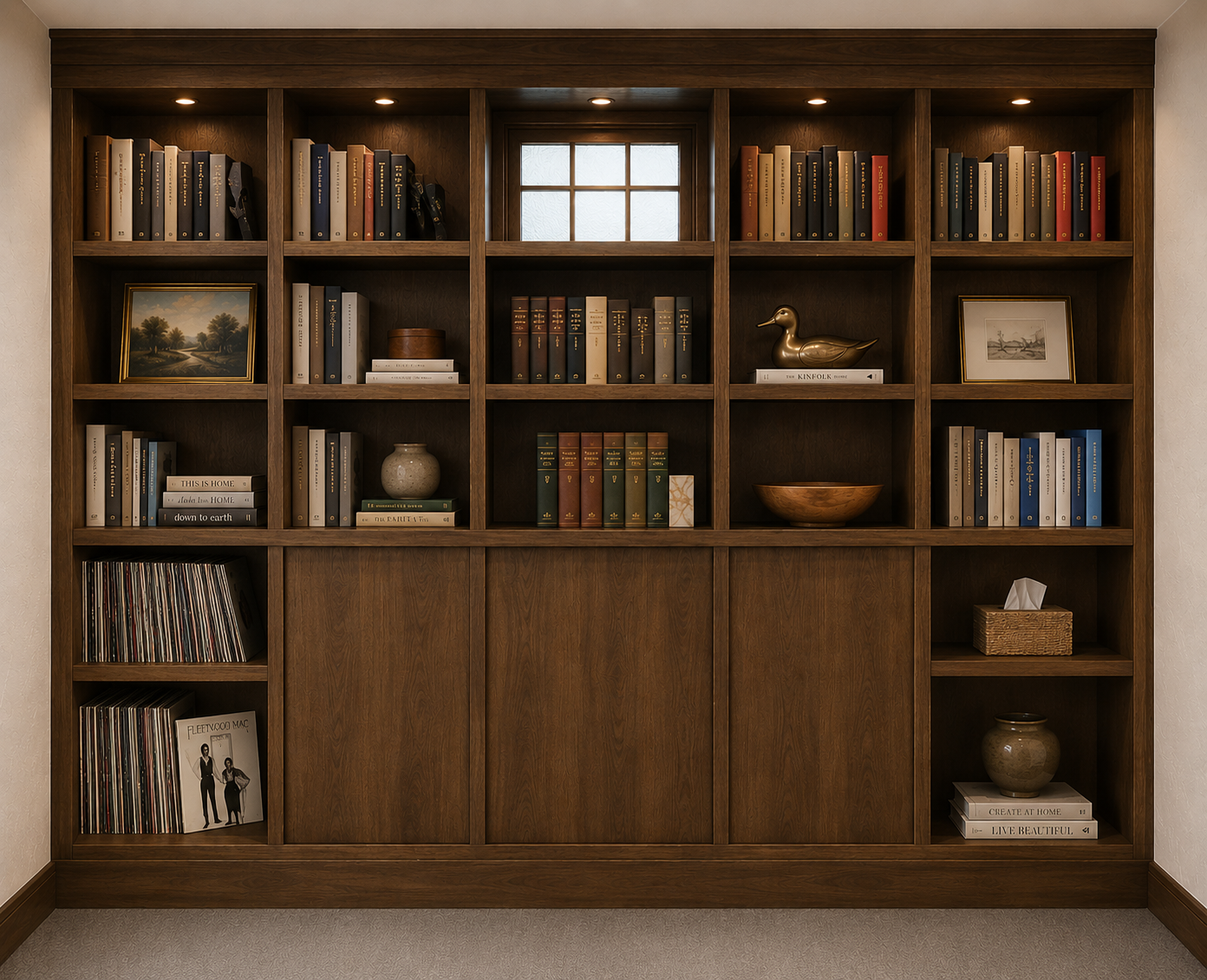 Stained Poplar Built-In Bookcase — Columbus, OH